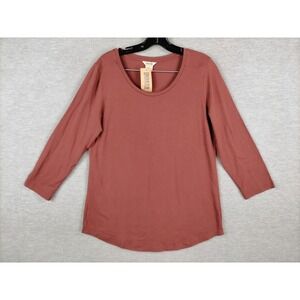 NEW Duluth Womens Shirt Medium‎ Brown Knit Long 3/4 Sleeve Pima Baselayer Casual